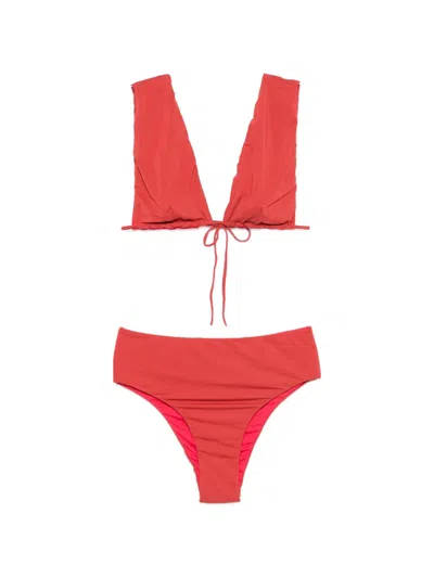 Osklen Plunging Tie-fastening Bikini In Red