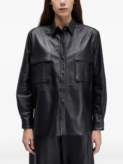 Osklen Pocket Leather Shirt In Black