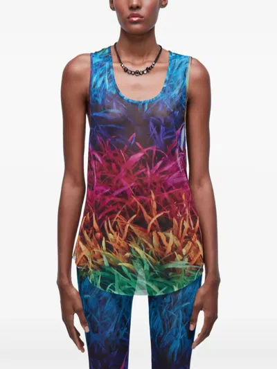 Osklen Rainbow-print Mesh Top In Multi
