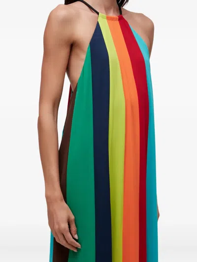 Osklen Rainbow-stripe Halter-neck Maxi Dress In Blue