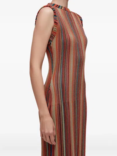 Osklen Ribbed Striped Maxi Dress In Red
