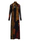 Osklen Satin Tie-neck Maxi Dress In Multi