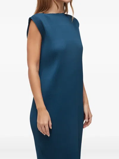 Osklen Sleeveless Pleated Dress In Blue