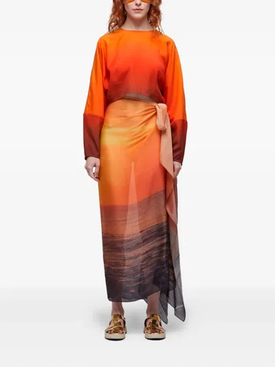 Osklen Sunset-print Scarf In Orange