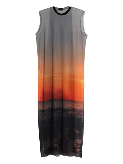 Osklen Sunset-print Tulle Dress In Multi