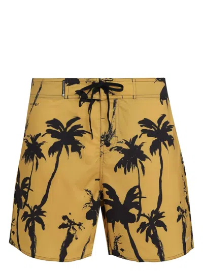 Osklen Surf Aquaone Rorschach Bermuda Swim Shorts In Gold