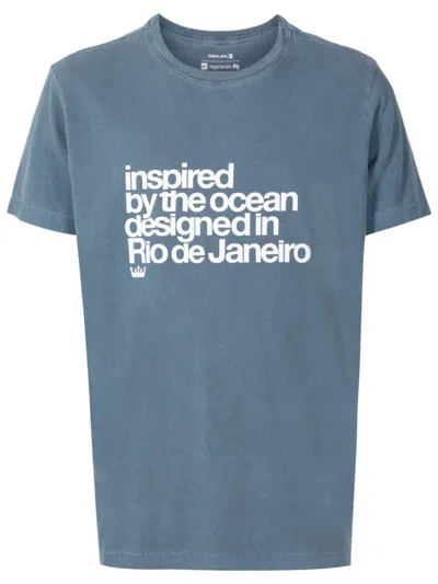 Osklen Text-print Cotton T-shirt In Blue
