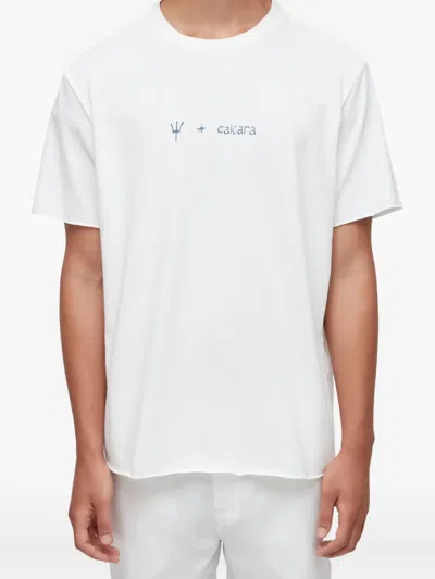 Osklen Trident Graphic Raw-edge T-shirt In White