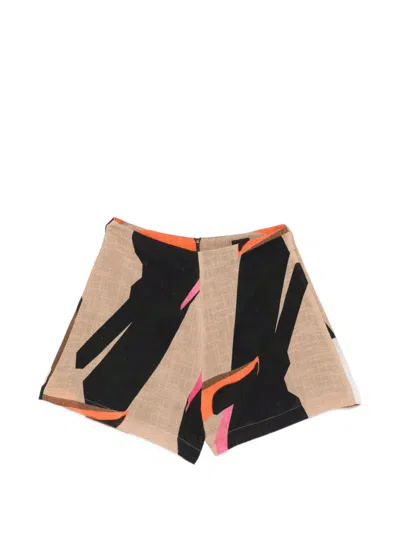 Osklen Tucano Abstract Print Shorts In Brown