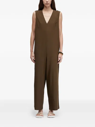 Osklen V-neck Sleeveless Jumpsuit In Brown