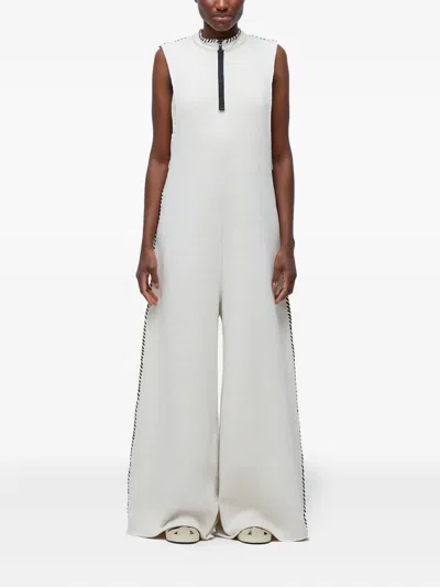 Osklen Zip-front Contrast-stitch Jumpsuit In White