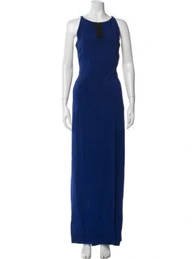 Pre-owned Osman Asymmetrical Long Dress In Blue