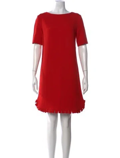 Pre-owned Osman Bateau Neckline Mini Dress In Red