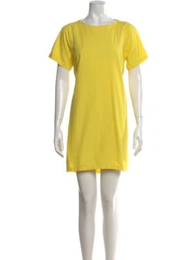 Pre-owned Osman Bateau Neckline Mini Dress In Yellow