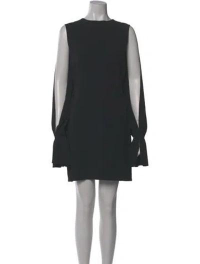 Pre-owned Osman Crew Neck Mini Dress In Grey