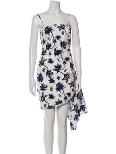 Pre-owned Osman Floral Print Midi Length Dress In Gray