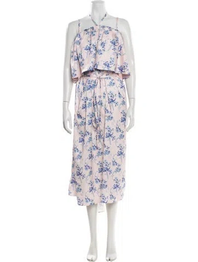 Pre-owned Osman Floral Print Midi Length Dress In Pink