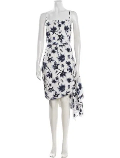 Pre-owned Osman Floral Print Mini Dress In White