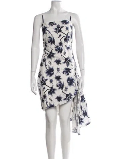 Pre-owned Osman Floral Print Mini Dress In White