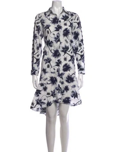 Pre-owned Osman Floral Print Mini Dress In White