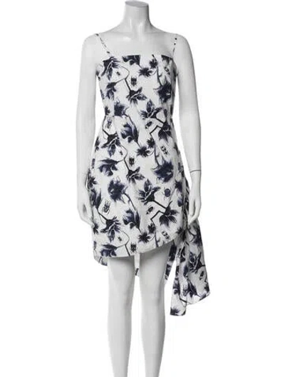 Pre-owned Osman Floral Print Mini Dress In White