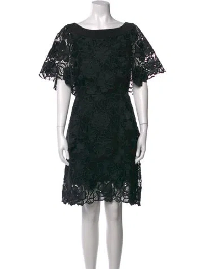 Pre-owned Osman Lace Pattern Knee-length Dress In Black