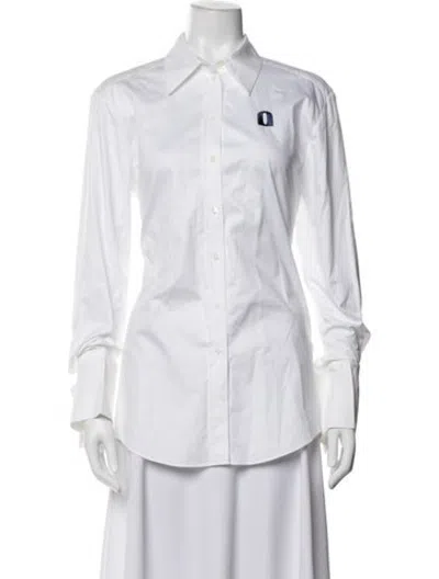 Pre-owned Osman Long Sleeve Button-up Top In White
