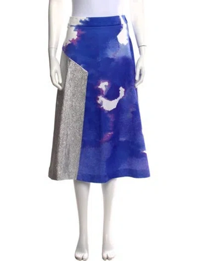 Pre-owned Osman Printed Midi Length Skirt In Blue