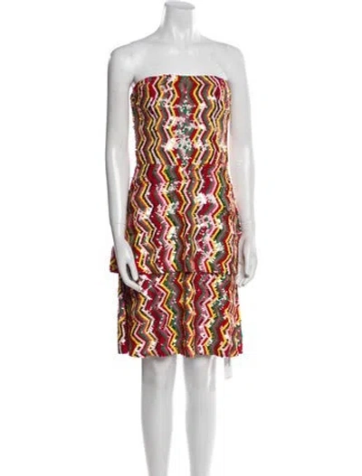 Pre-owned Osman Printed Mini Dress In Red