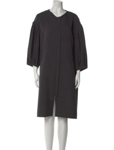 Pre-owned Osman Scoop Neck Knee-length Dress In Gray