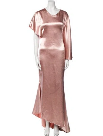 Pre-owned Osman Scoop Neck Long Dress In Pink
