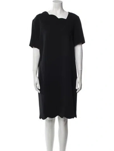 Pre-owned Osman Square Neckline Knee-length Dress In Black