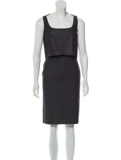 Pre-owned Osman Square Neckline Knee-length Dress In Blue