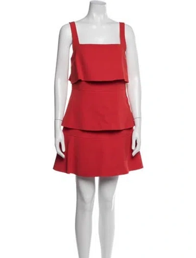Pre-owned Osman Square Neckline Mini Dress In Red