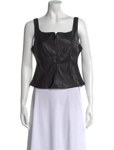 Pre-owned Osman Square Neckline Sleeveless Crop Top In Black