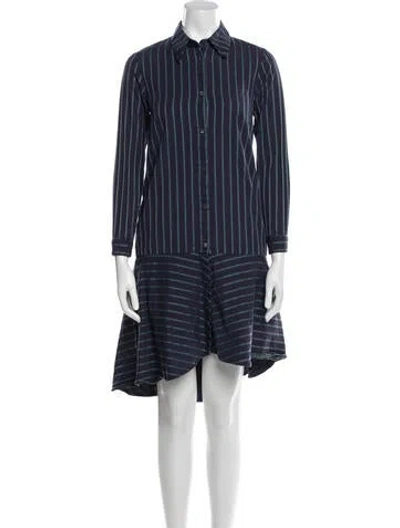 Pre-owned Osman Striped Midi Length Dress In Blue