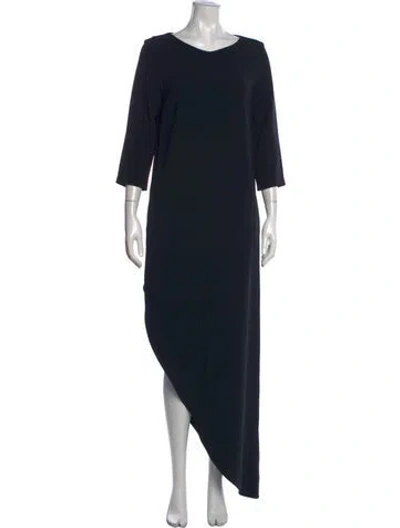 Pre-owned Osman V-neck Long Dress In Black