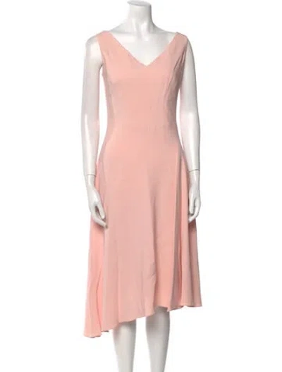 Pre-owned Osman V-neck Midi Length Dress W/ Tags In Pink
