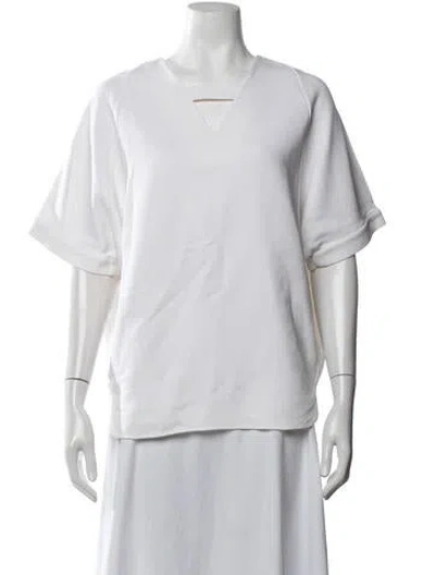 Pre-owned Osman V-neck Short Sleeve Top In White