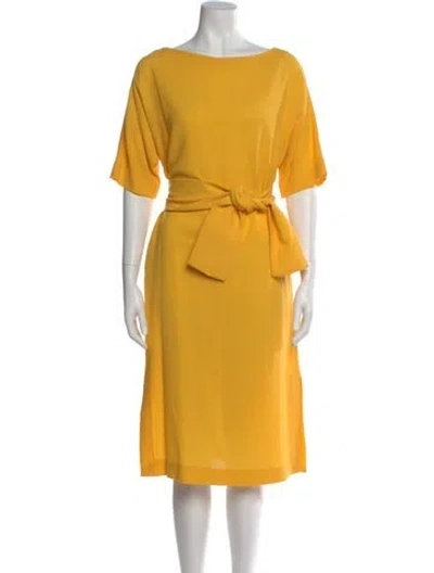 Pre-owned Osman Wool Midi Length Dress In Yellow