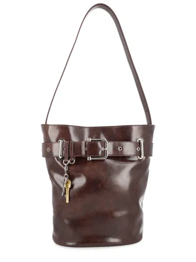 Osoi Brocle Dark Brown Polished Cow Leather Bucket Bag
