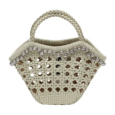 Osoi Beaded Raffia Tote Bag In White