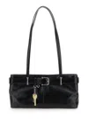 Osoi Black Shoulder Bag With Belt Detail And Pendant Keys In Leather Woman In Black