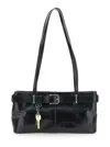 Osoi Black Shoulder Bag With Belt Detail And Pendant Keys In Leather Woman In Black