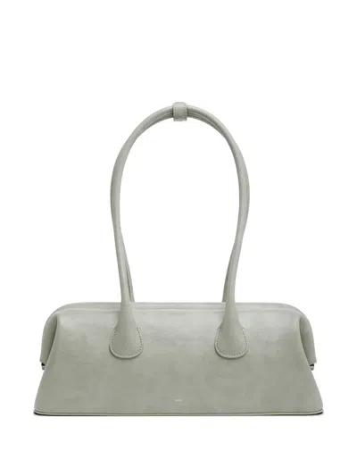 Osoi Boat Wide Leather Shoulder Bag In Gray