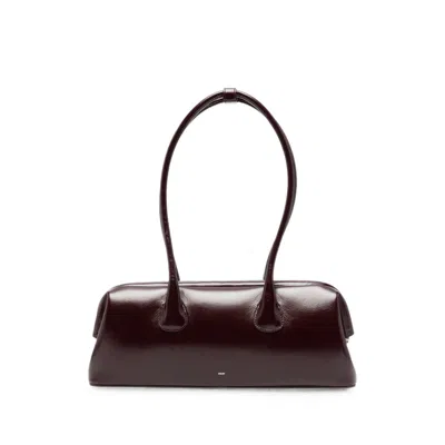 Osoi Boat Wide Leather Shoulder Bag In Red