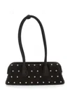 Osoi 'boat Wide Mini' Brown Shoulder Bag With Round Handles And Beaded Embellishment In Suede Woman In Brown