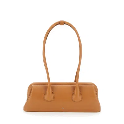 Osoi Boat Wide Mini Brown Shoulder Bag With Round Handles In Suede Woman