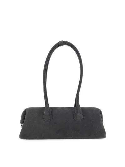 Osoi Boat Wide Shoulder Bag In Suede In Grey