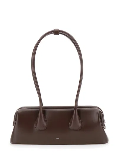 Osoi Boatwide Mini Leather Shoulder Handbag With Zip Closure In Black